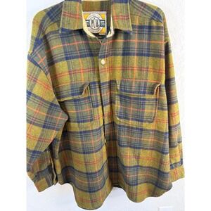 PCH Certified Brand Mens Plaid Flannel Button Up Shirt‎ Jacket Green Blue Orange